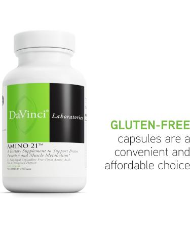 DAVINCI Labs Amino 21 - Supports Brain Function & Muscle Metabolism* - Amino Acid Dietary Supplement with L-Glutamine L-Lysine HCl Tyrosine L-Arginine and More - Gluten-Free - 90 Capsules 750 mg - Buy Online on GoSupps.com