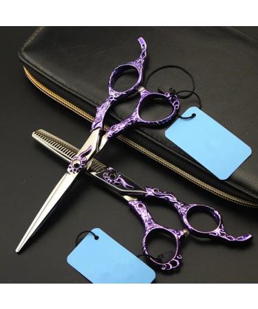 Hair Cutting Scissors 6 Inch Upscale Professional Japan 440c Retro Purple Hair Scissors Cutting Barber Make Up Thinning Shears Hairdressing Scissors Set