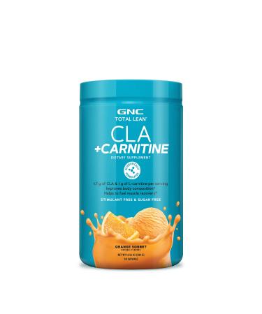 GNC Total Lean CLA + Carnitine | Improves Body Composition, Helps Fuel Muscle Recovery | Orange Sorbet | 60 Servings