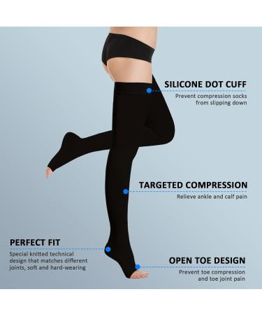 Bella Medical Compression Stockings 20-30 mmHg for Men & Women - Thigh Support Edema Socks with Silicone Band - XL Black - Buy Online on GoSupps.com