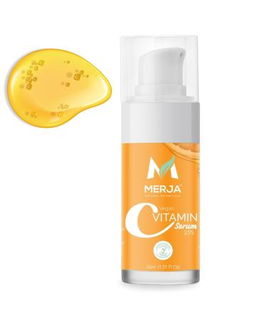 Merja Vegan Vitamin C Serum 25% Concentration 1.01 Fl Oz (Pack of 1)