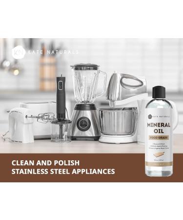 Kate Naturals 8oz Food Grade Mineral Oil for Cutting Board & Kitchen Appliances - Safe for Wood, Knives, Butcher Blocks, Stainless Steel - Food Safe - Buy Online on GoSupps.com