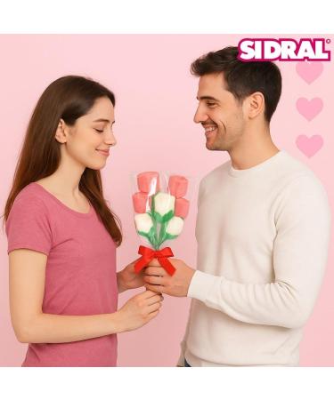 SIDRAL Pack of 12 Strawberry Bouquet Rose Lollipops (75g) - Lollipops Valentine's Day Sweets Gluten-Free Treat Kit - Valentine's Day Sweets Couple Gifts - Buy Online on GoSupps.com
