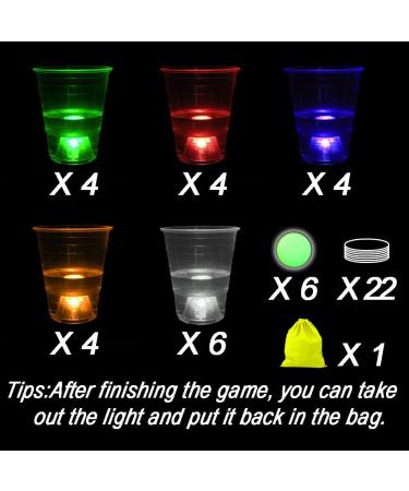 Glow in The Dark Beer Pong Set with 22 Light up Cups and 6 Glow Balls - Perfect for Indoor/Outdoor Party Games - Buy Online on GoSupps.com