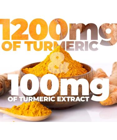 Turmeric Curcumin 1200mg with BioPerine Black Pepper Extract - Joint & Immune Support Supplement | High Absorption Vegan Antioxidant | 95% Curcuminoids - Buy Online on GoSupps.com