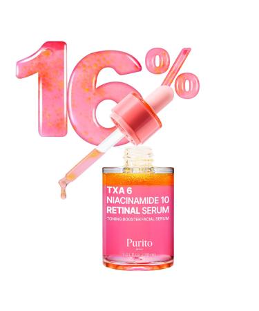 PURITO TXA 6% + Niacinamide 10% + Retinal Facial Serum | for Dark Spots Hyperpigmentation Uneven Tone | High-Level Tranexamic Acid 6% | Korean skincare 30mL 1.01 fl.oz Dark Spot Out