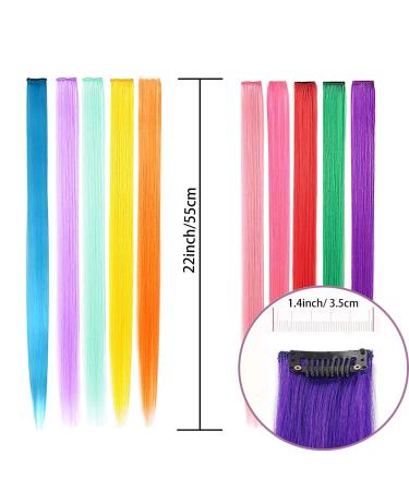 22 PC Colored Hair Extensions - 11 Vibrant Colors & Accessories | Smooth 22-Inch Fashionable Hair - Buy Online on GoSupps.com