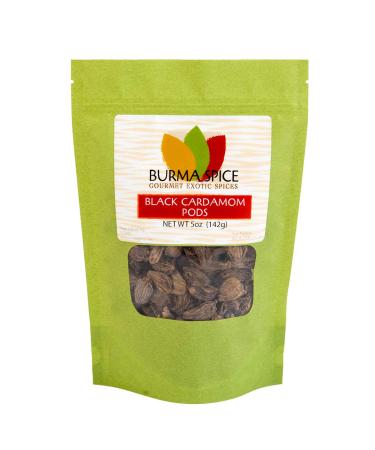 Burma Spice Black Cardamom Pods, Whole Dried Cardamom Pods, Spices for South Asian and Indian Cooking, Smoky Flavor, Ideal as Mulling Spices, Allergen-Free Cardamom Pods, Airtight Fresh Seal 5 Ounce (Pack of 1)