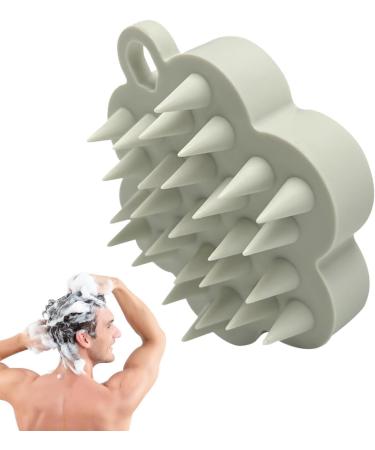 Silicone Shampoo Brush - Portable Scalp Massager & Shower Hair Scrubber for Men - Flexible Bristles for Wet & Dry Hair - Light Gray - Buy Online on GoSupps.com
