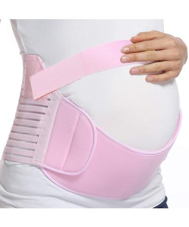 FITTOO Maternity Support Belt Belly Band 3 in 1 Pregnancy Belt Support Back Brace Abdominal Binder Waist Support Lightweight Breathable and Adjustable Pregnancy Support Belt S-XXL Available Pink L