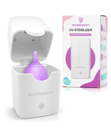 Ecoblossom Menstrual Cup Sterilizer - Modern Menstrual Cup Cleaner Unscented Sanitizer - 2-Minute Automatic UV Wash - Holder Fits Small Soft & Large Period Disc - UV Wipes Out 99.9% of Germs Uv Sterilizer