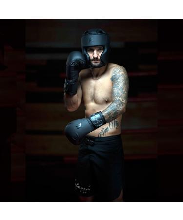 Kruzak Matte Black Boxing Gloves and Focus Mitts Set - 16 oz for Kickboxing, Muay Thai, MMA Training - Fitness Kit for Martial Arts - Buy Online on GoSupps.com