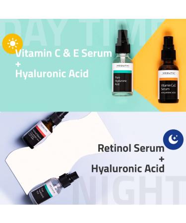 Retinol Face Serum with Vitamin C, Hyaluronic Acid - Anti-Aging & Hydrating Women's Face Serum - YEOUTH 3x1 fl - Buy Online on GoSupps.com