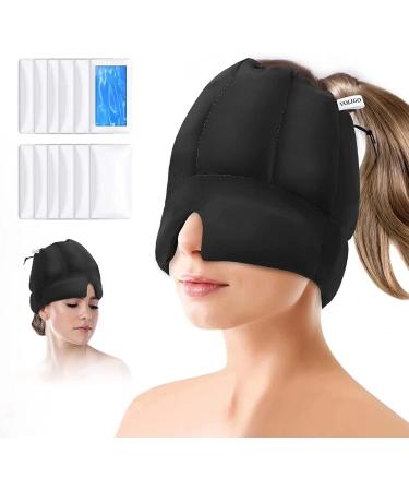 Gel Ice Headache & Migraine Relief Hat - Wearable Flexible Headband Ice Pack for Migraine & Headache Relief, Long-Lasting Cooling, No Confusion, Ice Therapy, Tension Relief (Black)