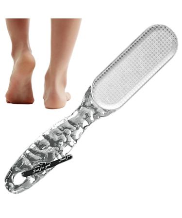 Foot Scrubber | 2-in-1 Foot Scraper Dead Skin Remover - Foot Rasp for Cracked Heel Reduces Calluses & Corns Foot File for Foot Care Wet/Dry Feet Transparent Gray