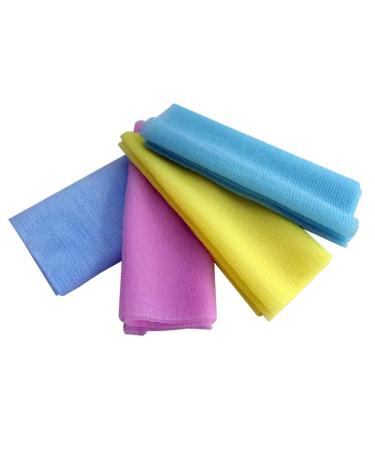 Lurrose 4pcs Exfoliating Nylon Bath Cloth Beauty Skin Bath Wash Towel Back Washing Scrubber (Mixed Color)