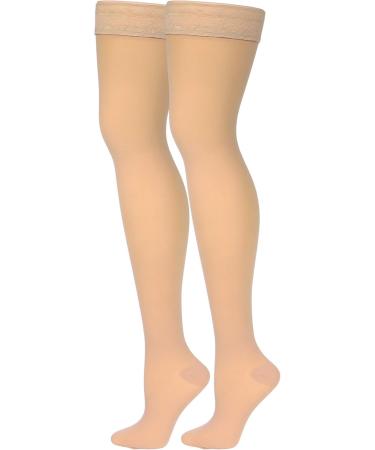 Truform Compression 30-40 Mmhg Sheer Thigh High Stockings Beige X-Large 2 Count - Buy Online on GoSupps.com