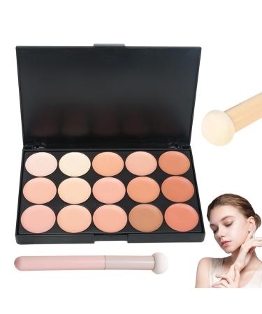 15 Colors Color Corrector Concealer Palette Full Coverage Cream Contour Liquid Foundation Makeup Palette with Brush Flawless Natural Finish Multipurpose Lasting Waterproof Color Correcting Palette