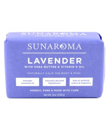 Sunaroma Soap Bar Lavender With Shea + Vitamin-E Oil 8 Ounce (3 Pack)