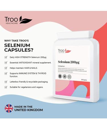 Selenium 200g 120 Capsules - Immune Support & Thyroid Function - Antioxidant Supplement for Hair, Nails - Buy Online on GoSupps.com