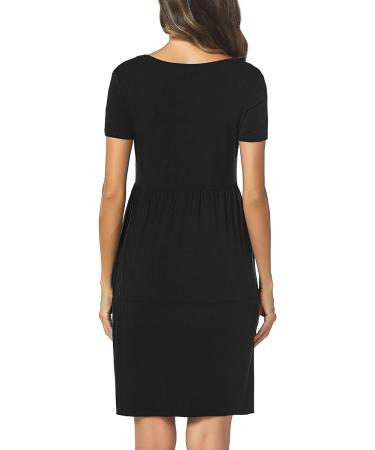 Irdcomps Women's Maternity Nightdress | Button Down Nursing Nightgown for Pregnancy | Labour Loungewear | 02-black, Size L - Buy Online on GoSupps.com