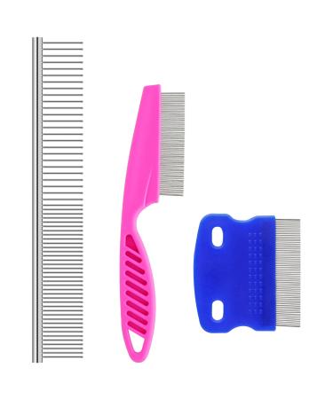 Dog Combs for Grooming Small Dogs, Metal Cat Comb, 2-in-1 Stainless Steel Fine Tooth Pet Comb(3 Pack)
