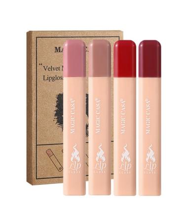 Matte Lip Gloss Set Waterproof Non-stick Cup Lip Glaze Brighten Velvet Lipstick 4PC (Set B) Set 0 Fl Oz (Pack of 300)