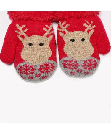 iNelihoo Toddlers Baby Warm Knitted Gloves with String Cute Deer Christmas Mittens Snow Gloves Baby Hanging Neck Gloves Fleece Lining Thermal Gloves Winter Cycling Gloves Mitten for Age 1-4Y Red - Buy Online on GoSupps.com
