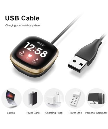 2 Pack Charger Cable for Fitbit Versa 4/3, Sense 2 Fitness Tracker | USB Charging Cable in 2 Sizes (3.3ft/1.64ft) | Soft & Durable Replacement - Buy Online on GoSupps.com