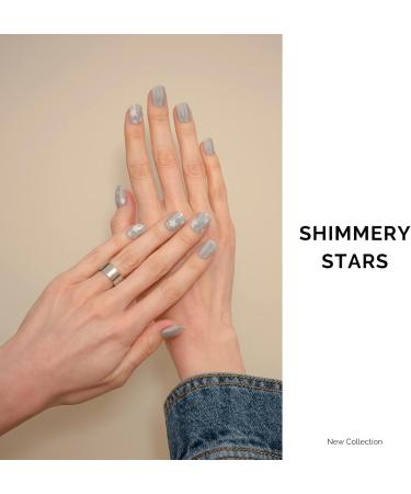NAILOG Semi Cured Gel Nail Strips 34 pcs Salon-Quality Gel Nail Stickers Long Lasting Nail Wraps for Women with Soft Gel Finish Shimmery Stars - Buy Online on GoSupps.com