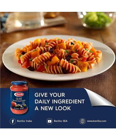 Barilla Pasta Sauce - Olives with 100% Italian Tomatoes 400 gm | Non - GMO Project Verified | Vegan | Gluten free | No added Colour or Presevatives Pasta 400 g (Pack of 1) - Buy Online on GoSupps.com
