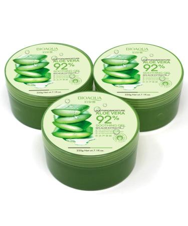 BIOAQUA 92% Aloe Vera Extracts Hydrating Acne Spot Removing Face Night Cream Replenishment Soothing Long lasting Gel 3x220g 22.3 fl.oz 7.43 Fl Oz (Pack of 3)