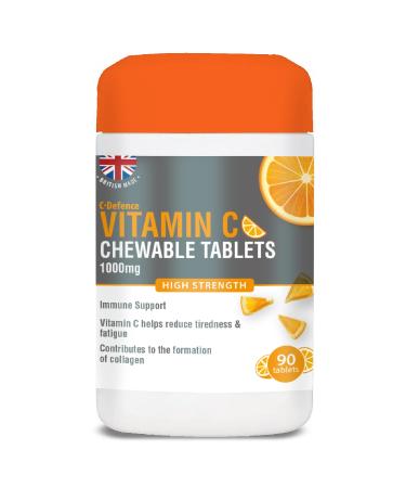 Vitamin C 1000mg Chewable by Club Vits - 90 Tablets - Supports Immune Health and Helps Fight Colds - Helps Reduce Tiredness and Fatigue 90 Count (Pack of 1)