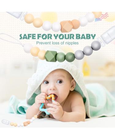 2 Pack Silicone Pacifier Clips for Baby Boys and Girls - Flexible Binky Holder in Green and Orange - Perfect Baby Gift - Buy Online on GoSupps.com