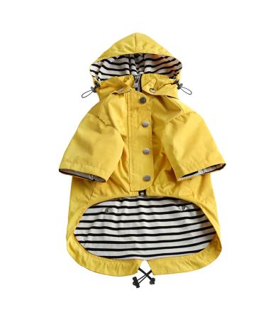 Dog Zip Up Dog Raincoat with Reflective Buttons, Rain/Water Resistant, Adjustable Drawstring, Removable Hood, Stylish Premium Dog Raincoats - Size XS to XXL Available - Yellow - Medium Medium(Chest: 19"-23") Yellow