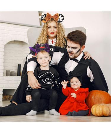 Kiddale Halloween Mouse Ear Headband for Women Girls Orange Bow Skull Hair Hoop Headwear Headdress for Halloween Party Cosplay Decoration - Buy Online on GoSupps.com