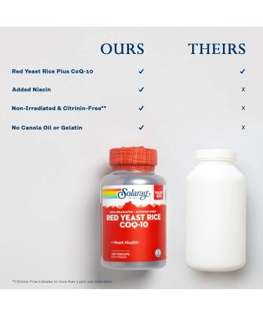 Solaray Red Yeast Rice Plus CoQ-10 & No-Flush Niacin Vitamin B-3 | Cardiovascular Support | Non-Irradiated | 100 VegCaps - Buy Online on GoSupps.com
