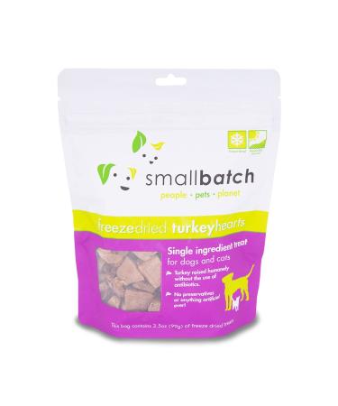 Smallbatch Pets Premium Freeze-Dried Turkey Heart Treats for Dogs and Cats, 3.5 oz, Made and Sourced in The USA, Single Ingredient, Humanely Raise Meat, No Preservatives or Anything Artificial Ever