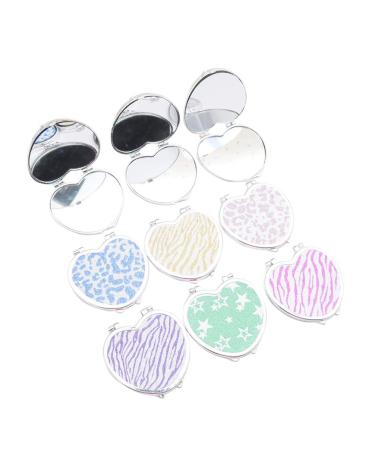 Minkissy heart pocket mirror portable heart -shaped foldable steel cosmetic mirror Small mirror double -sided mirror for girls women women (random color)