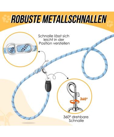 Eyien 3m Dog Leash for Medium to Large Dogs | 8-in-1 Reflective Double Leash with Adjustable Buckles | Freehand Linen | Supports Dogs Below 100kg - Blue - Buy Online on GoSupps.com