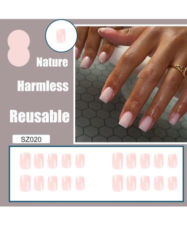QINGGE Baby Pink Press On Nails - 24Pcs Short Square Acrylic False Nails for Women - Buy Online on GoSupps.com