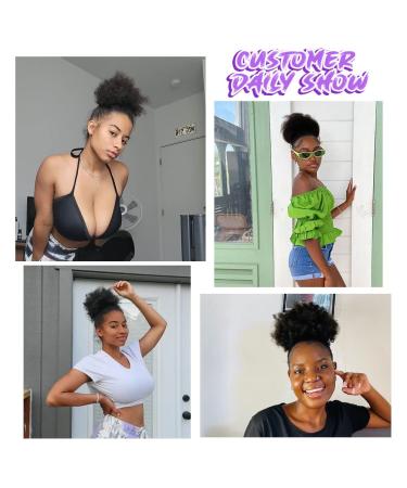YEAME Short Kinky Curly Afro Puff Drawstring Ponytail | Premium Synthetic Hair Puff for Black Women | Natural Black 1B Color - Buy Online on GoSupps.com