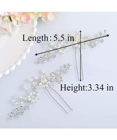 Shop Iyou Bridal Jewelry: Silver Glittering Crystal Hairpins & Pearl Hair Accessories for Brides 2 Piece Set - Buy Online on GoSupps.com