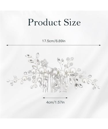 Makone Silver Pearl Flower Wedding Hair Piece for Bride | Bridal Accessories for Women & Girls - Wedding Hair Clips Pearl Comb - Buy Online on GoSupps.com