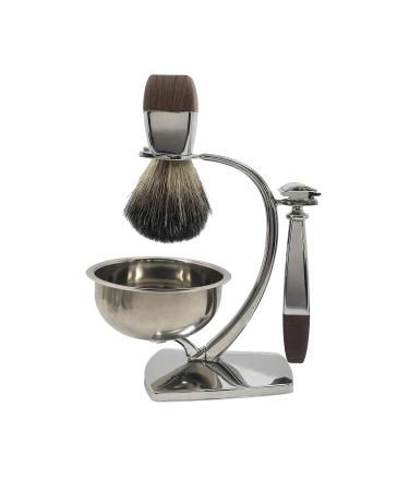 Classic Shaving Kit - Badger Hair Brush Soap Bowl & Stand | Ideal Men's Gift - Double Edge Razor Compatible - Buy Online on GoSupps.com