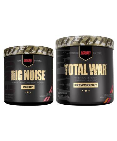 REDCON1 Total War Preworkout (Strawberry Mango) & Big Noise Non-Stim Preworkout Powder (Watermelon) Stack - Pre Workout Duo for Energy Focus & Endurance - Keto (2 Products 30 Servings Each)