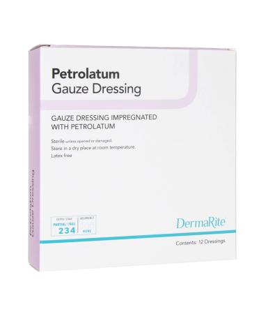 Dermarite Industries 12 Per Box Gauze Dressing Impregnated with Petrolatum 0.8 Ounce
