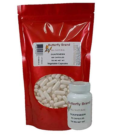 Herbal Advantage 550 Guaifenesin 750mg Vegetable Capsules 1 Bag of 500 and Carry Around Bottle of 50