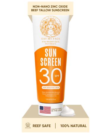 Eat My Face Mineral Tinted Sunscreen for Face SPF 30 | Waterproof with Non-Nano Zinc Oxide | Travel Size Lotion for Sensitive Skin | Water Resistant Sunblock for Beach & Sports Vanilla Scented
