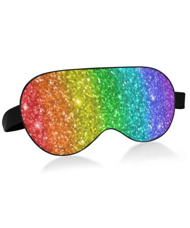 Rainbow Glitter Sleep Mask Blindfold Blackout Cooling Funny Eye Mask for Sleeping with Elastic Strip for Women Man 20951335 Rainbow-2 1 Count (Pack of 1)